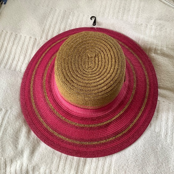 Trina Turk Tuscany Straw Sun Hat Natural Pink OS main image 6